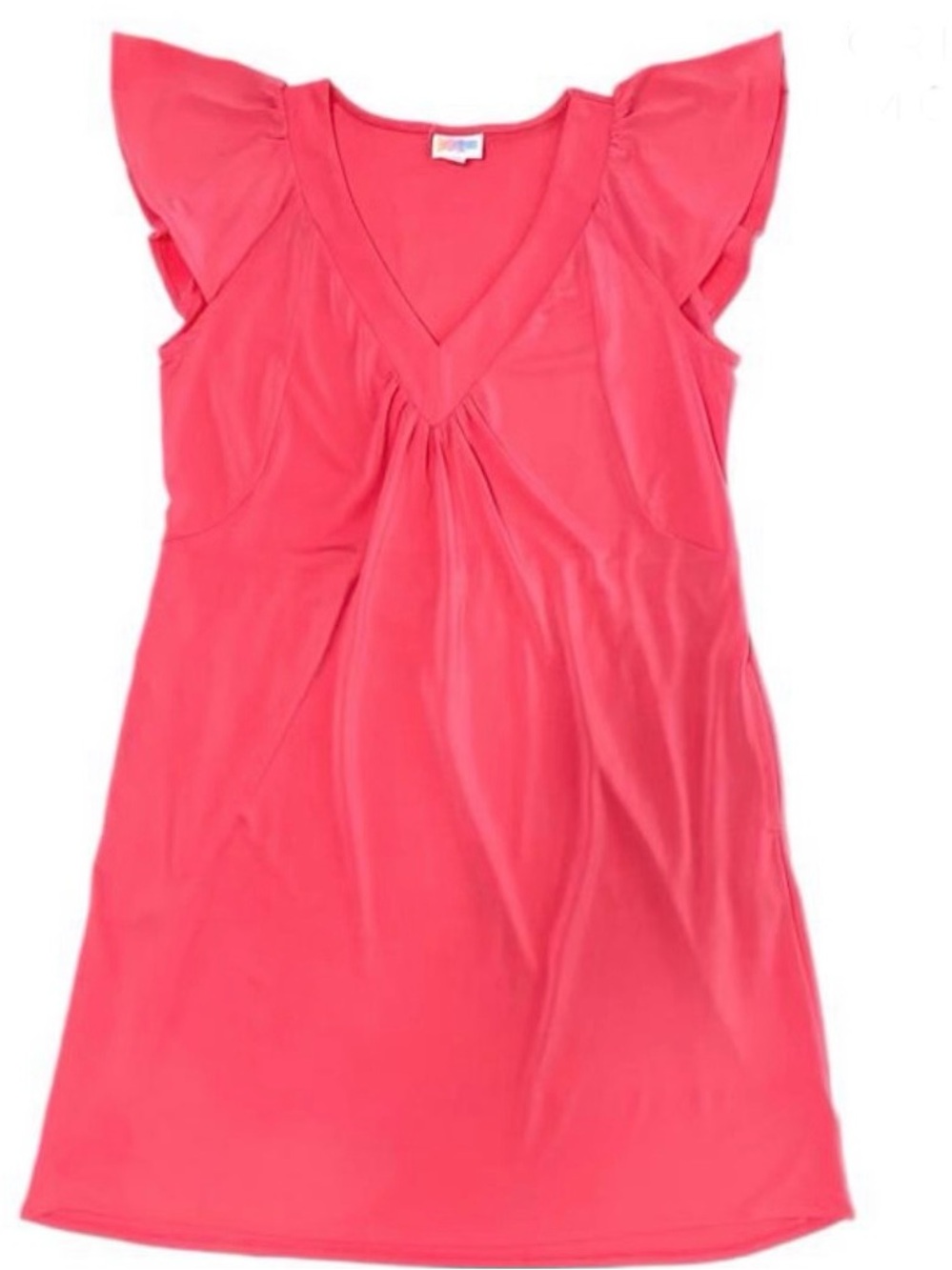 Lularoe XS NWT Chaylin Coral V-Neck Flutter Sleeve Dress